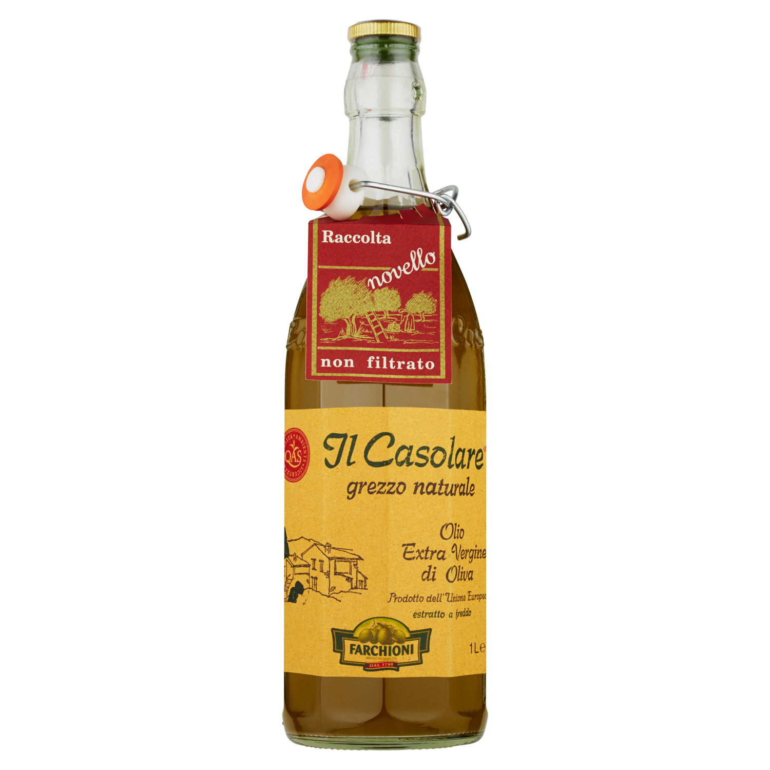 Farchioni Il casolare grezzo naturale Olio extravergine di oliva 1L 3 Bottiglie