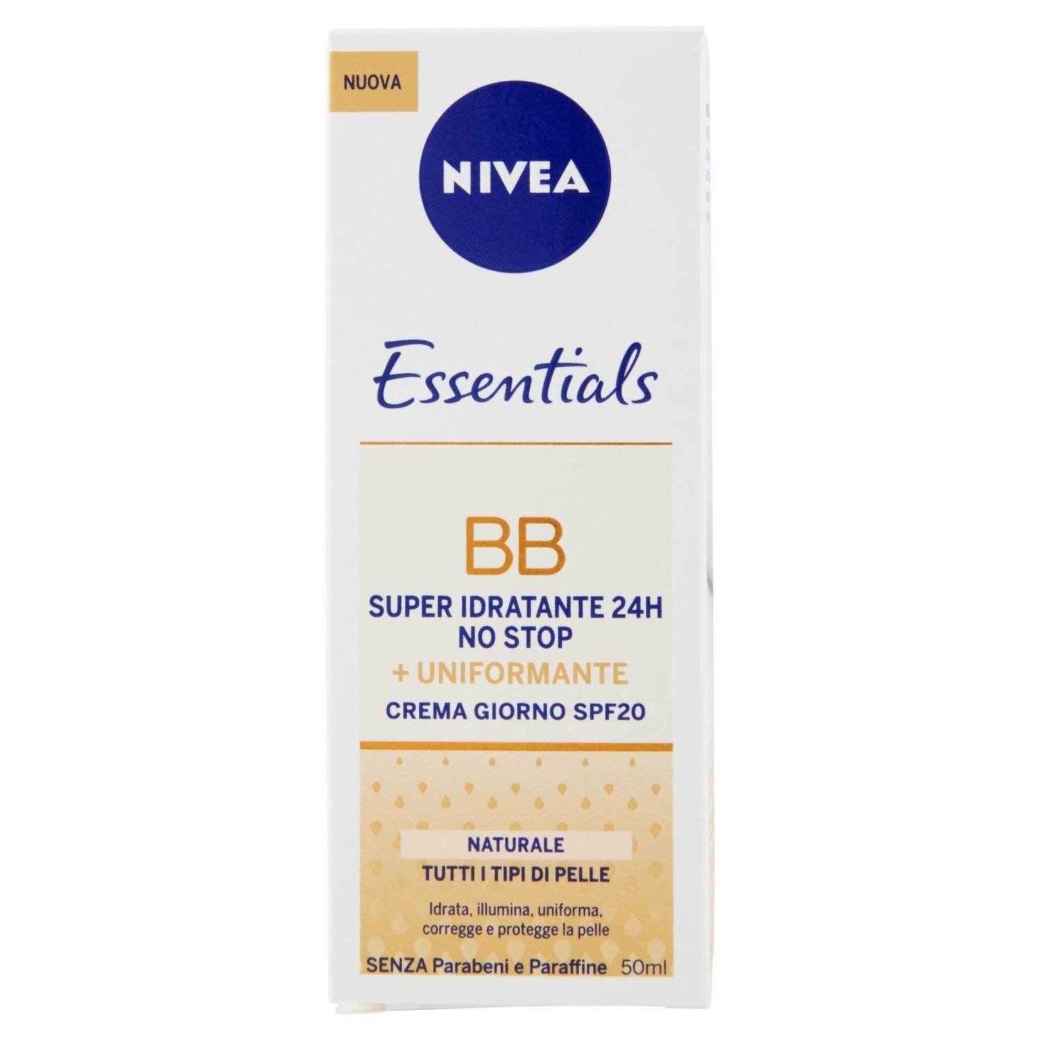 Nivea Essentials BB Cream Super Idratante 24H Uniformante, Crema Giorno Viso Colore Naturale 50 ml
