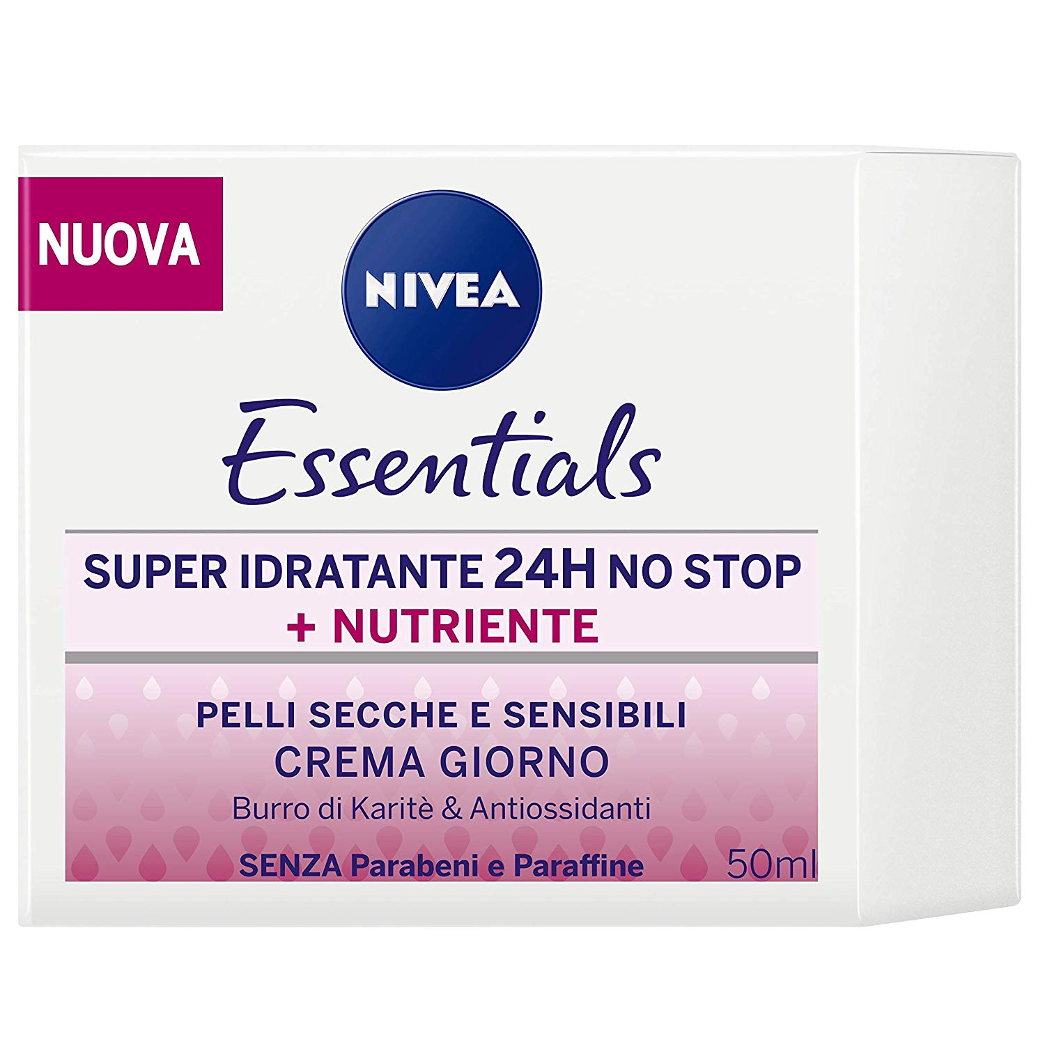 Nivea Essentials Super Idratante 24H Nutriente, Crema Giorno Viso per Pelli Secche e Sensibili 50 ml