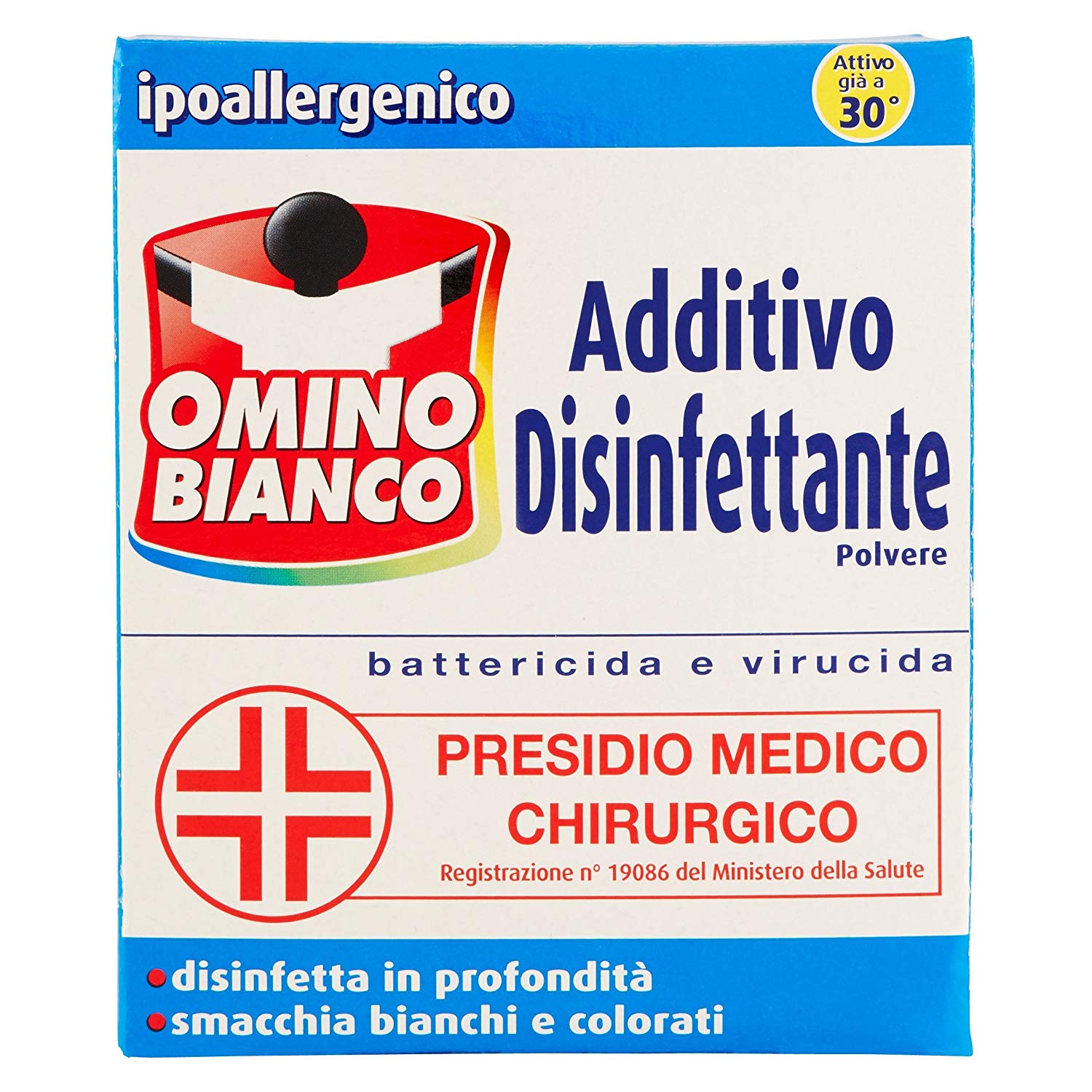 Omino Bianco – Additivo Disinfettante in polvere per bucato – 450 g