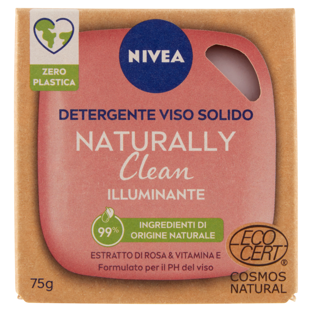 Nivea Naturally Clean Detergente Viso Solido Illuminante 75 g